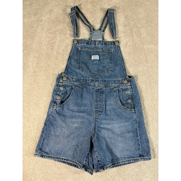 Levi's Pants - Levi's Women's Small Shortalls Blue Denim Country  Overalls Shorts  Red Tabbed
